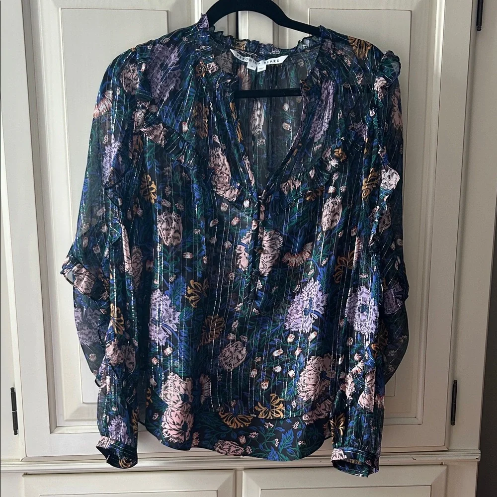 Veronica Beard Multicolor Sheer Floral Blouse - Picture 2 of 5